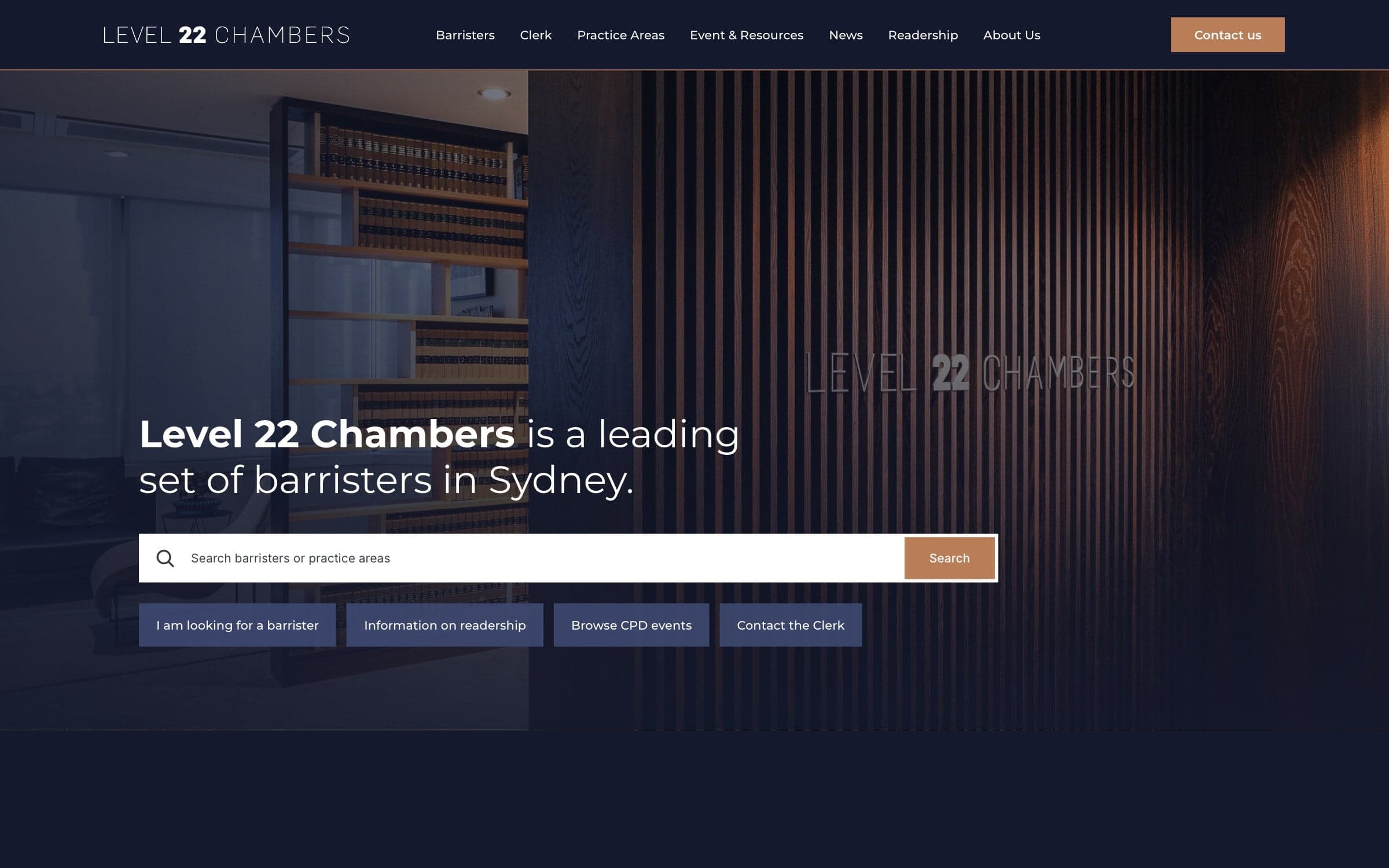 Level 22 Chambers — home screen