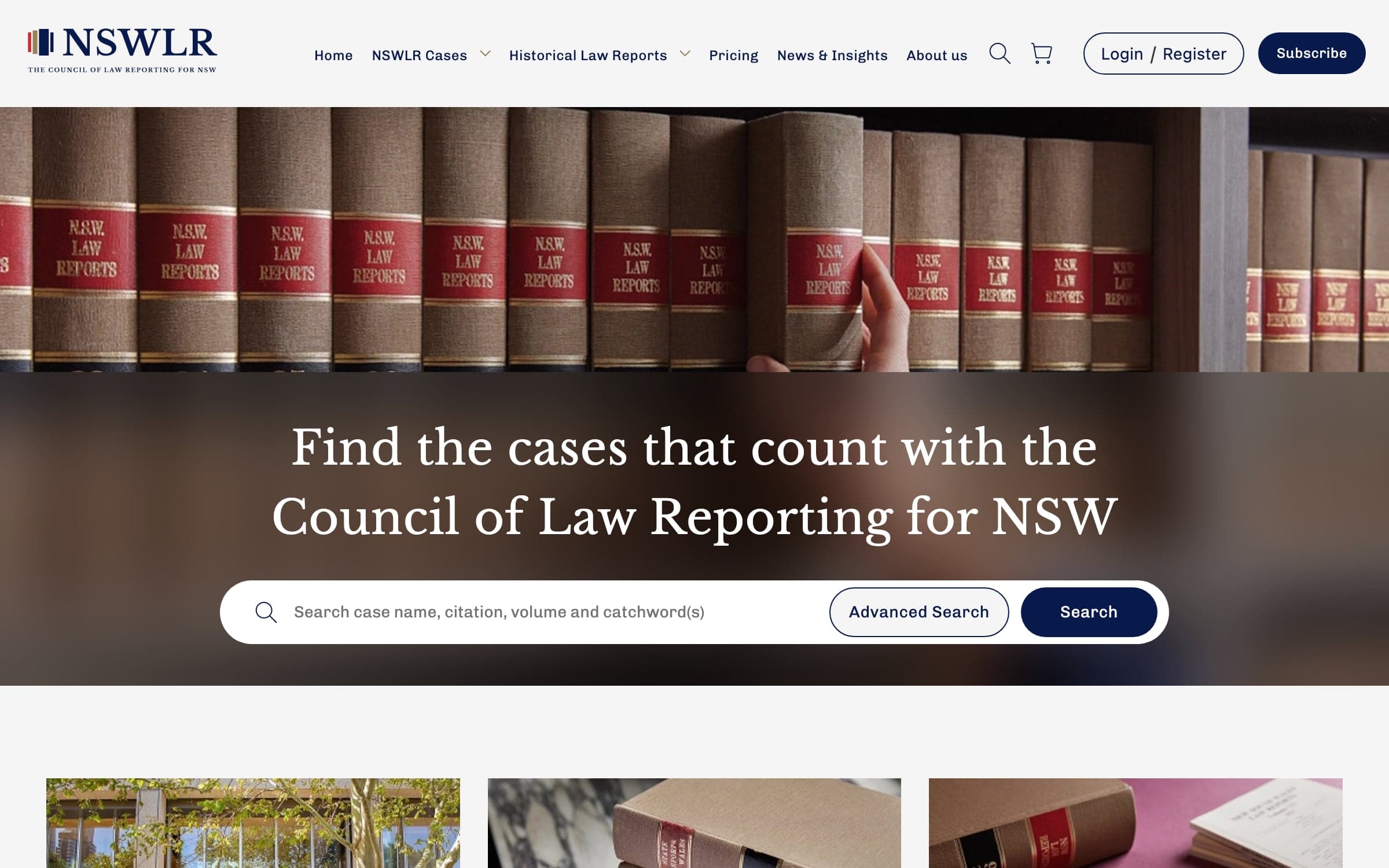 NSW Law Reports — home screen